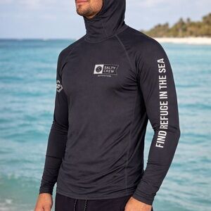Salty Crew Thrill Seekers Men's XL Black Surf Shirt Sun Protection 50+ UVA UVB